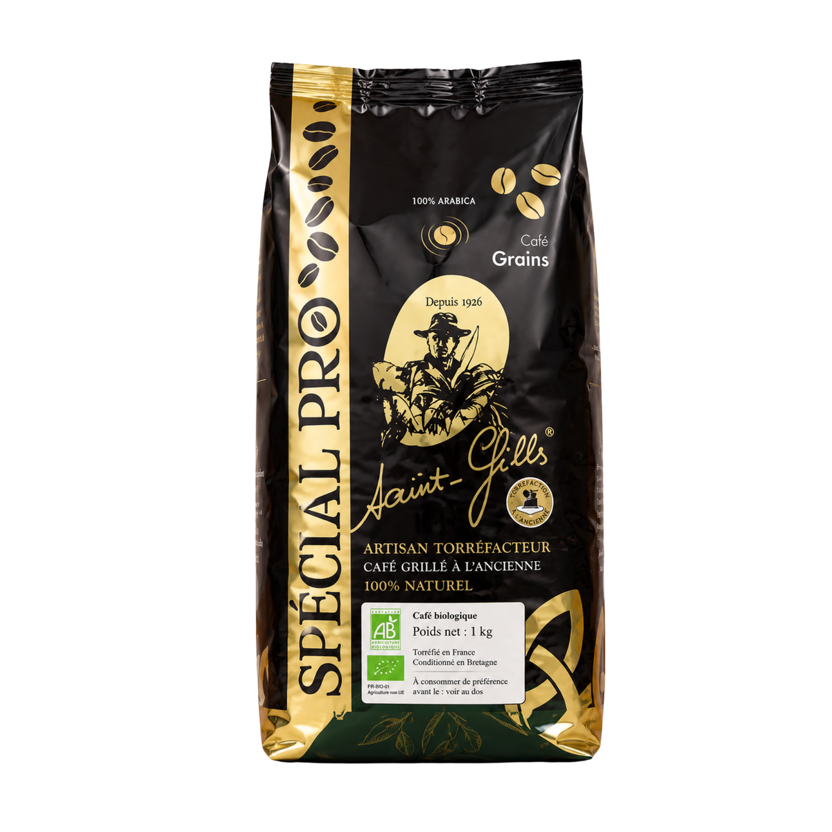 Café en grains bio 100 % Arabica Saint-Gilles
