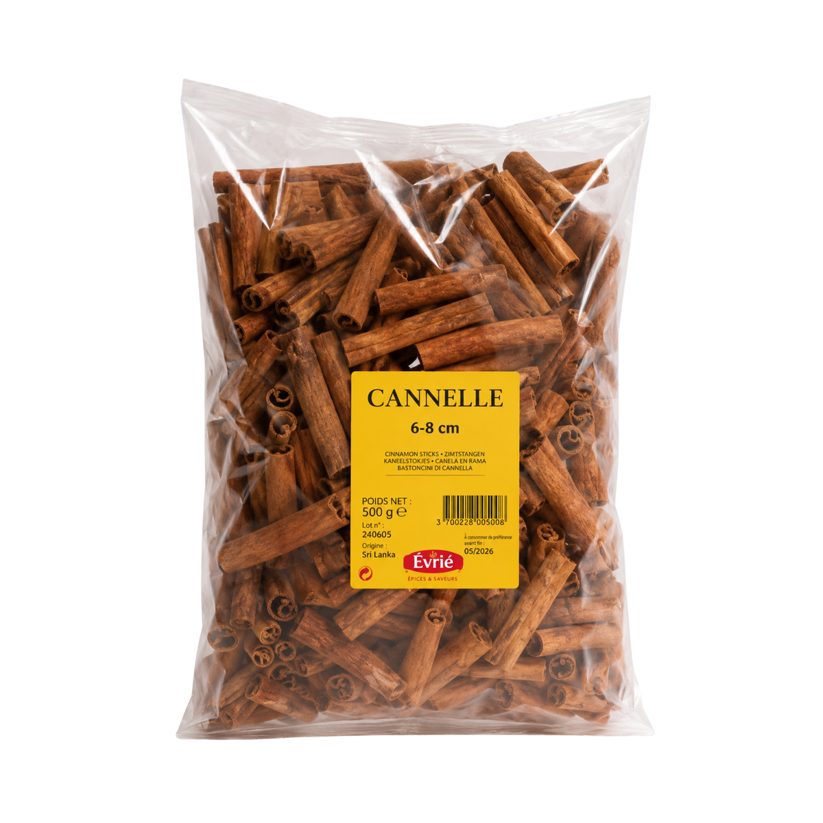Cannelle en bâtons 6–8 cm Évrié – 500 g
