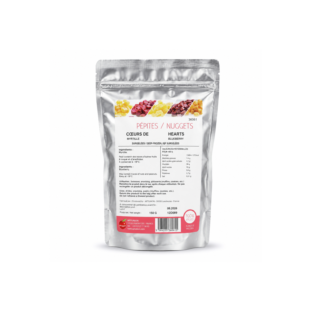 Pépites de myrtille surgelées 150 g Aptunion
