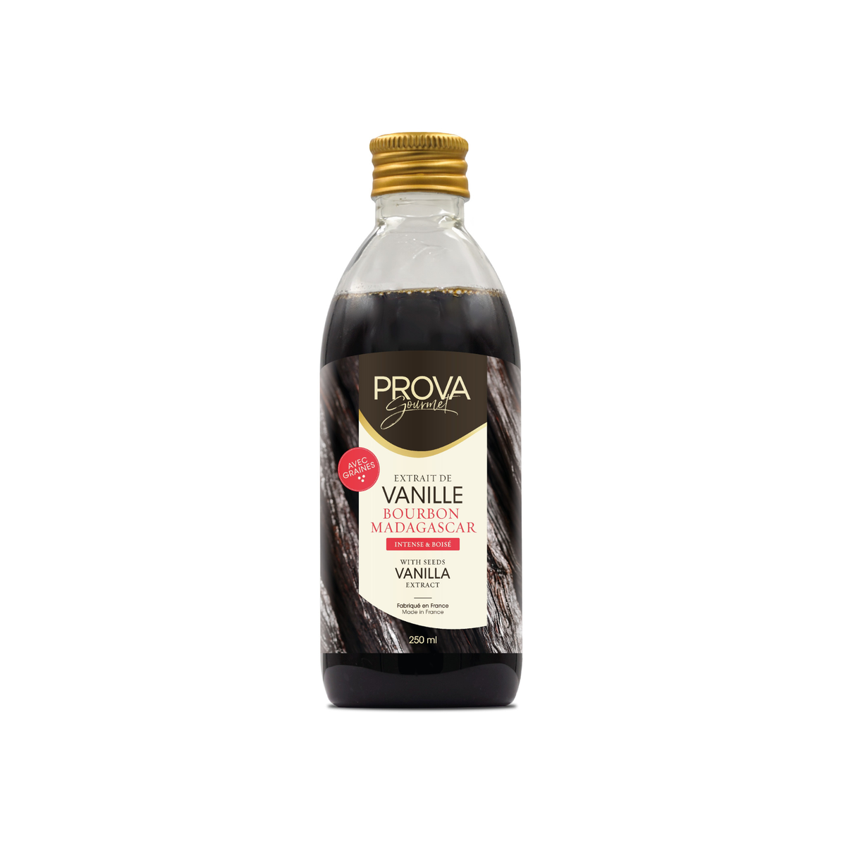 Extrait de vanille Bourbon Madagascar avec graines Prova Gourmet 250 ml
