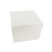 Boîte pâtissière carrée blanche en carton avec couvercle, pour transport et présentation de gâteaux
