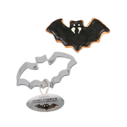 Emporte-pièce chauve-souris en inox Patis Décor avec biscuit Halloween décoré