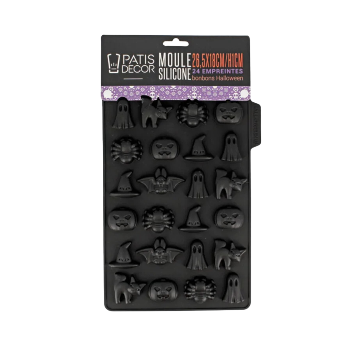 Moule silicone 24 empreintes bonbons Halloween Patisdécor