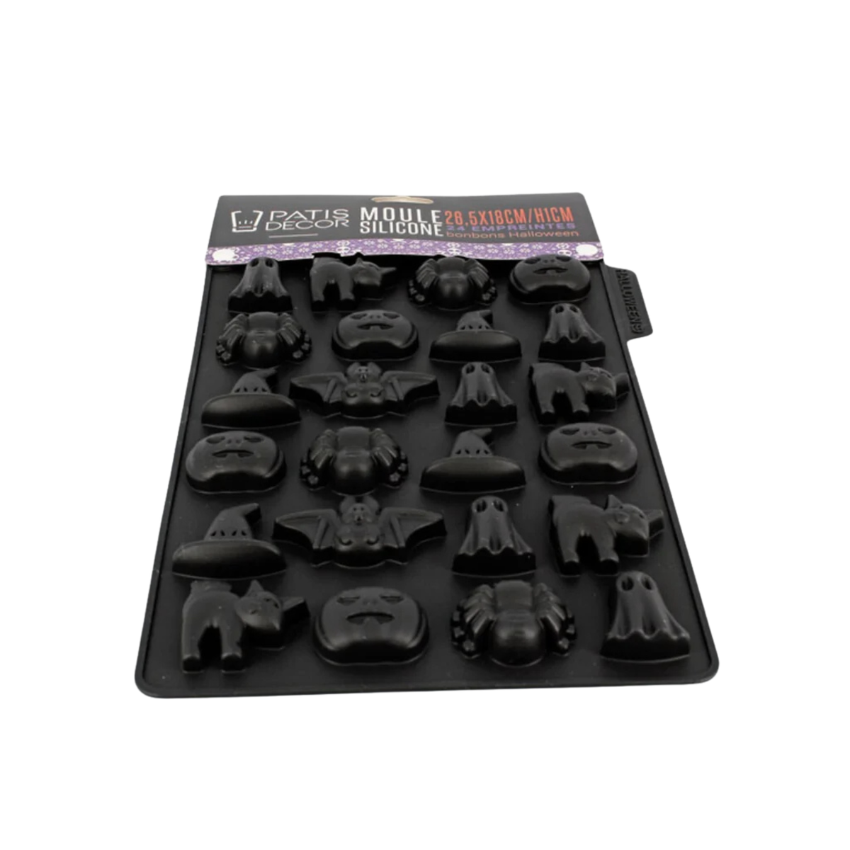 Moule silicone 24 bonbons Halloween Patisdécor – Vue en perspective
