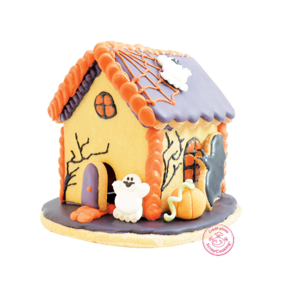 Maison hantée Halloween en biscuits décorés