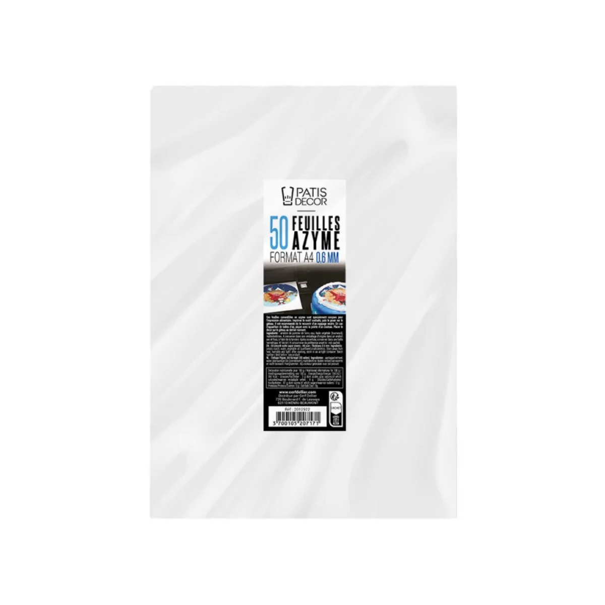 Lot de 50 feuilles azyme alimentaires Patisdecor format A4 épaisseur 0,6 mm pour décoration de gâteaux