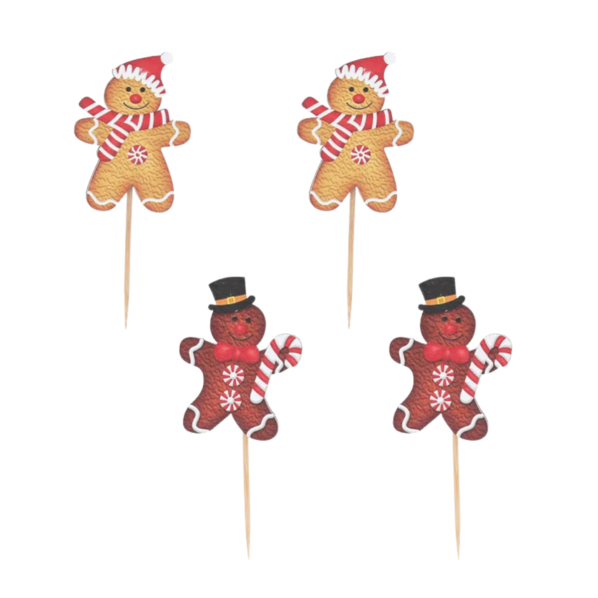 Décors à piquer bonhommes en pain d’épices de Noël sur piques en bois