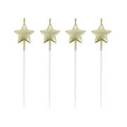 4 bougies étoiles dorées à piquer Patisdécor pour décoration de gâteau