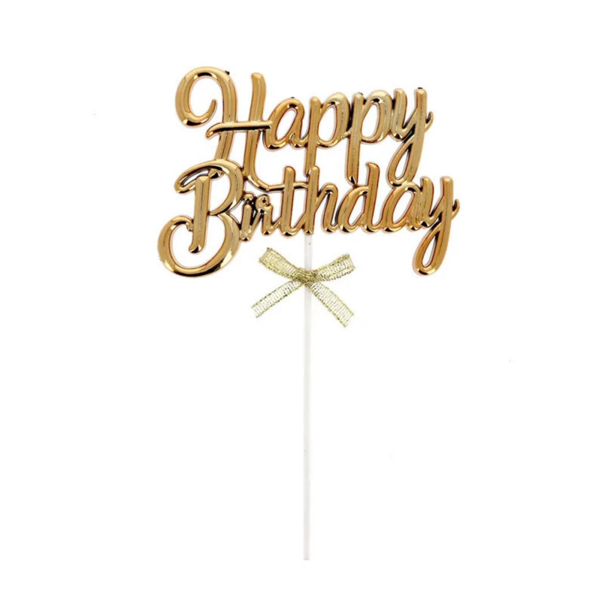 Cake topper doré « Happy Birthday » avec nœud décoratif pour décoration de gâteau