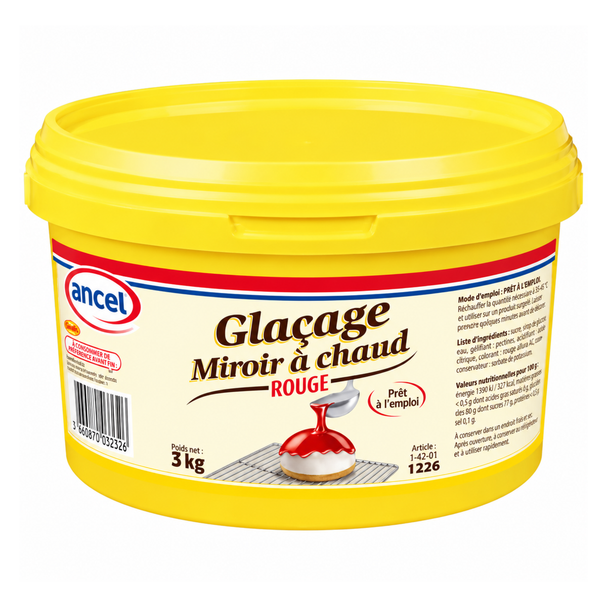 Glaçage Miroir à Chaud Rouge 3 kg Ancel 