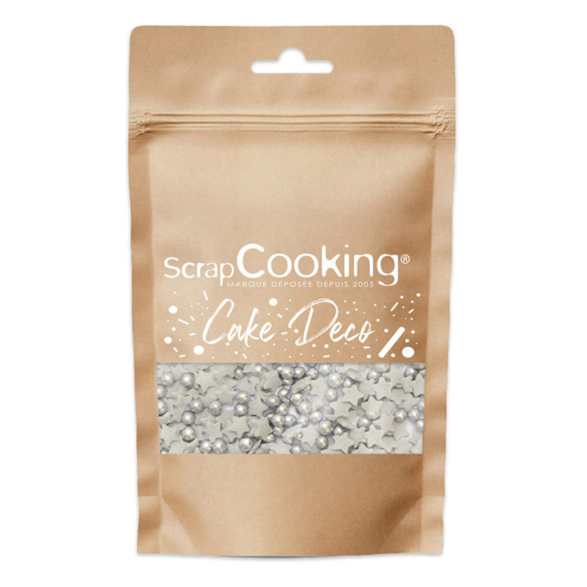 Sachet ScrapCooking décors en sucre étoiles et perles argentées