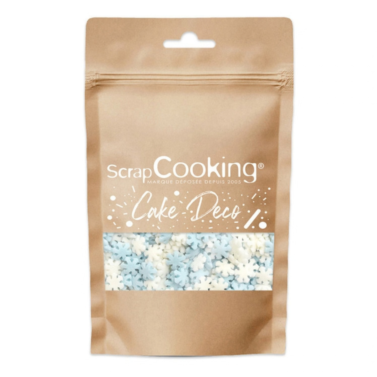 Sachet ScrapCooking décors en sucre flocons bleus et blancs