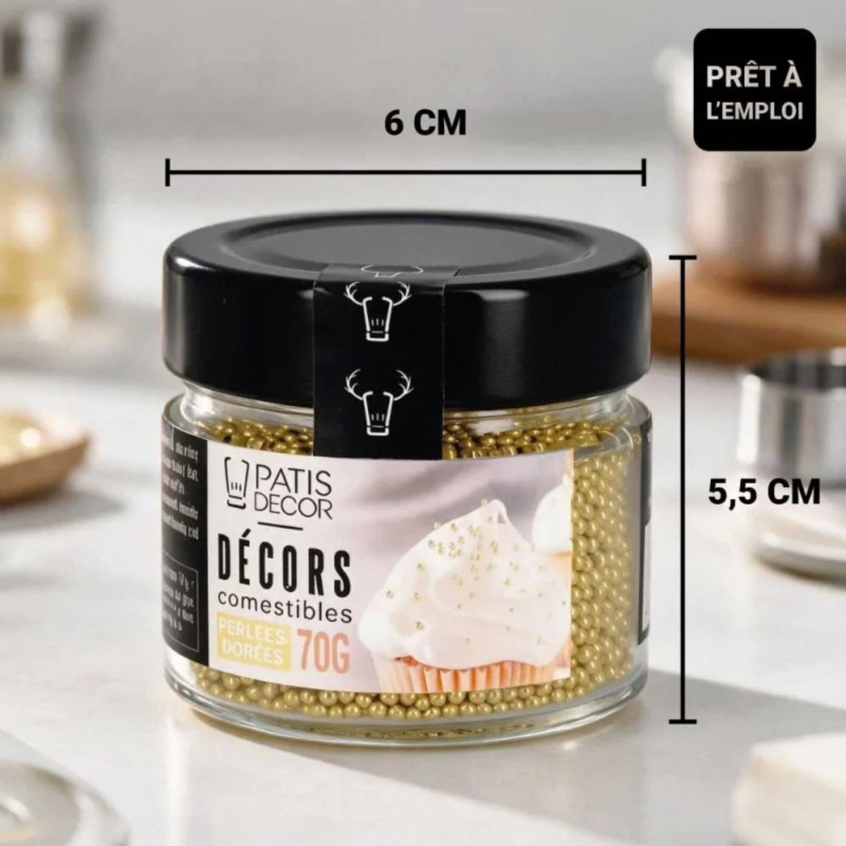PatisDécor – Mini perles dorées comestibles 70 g