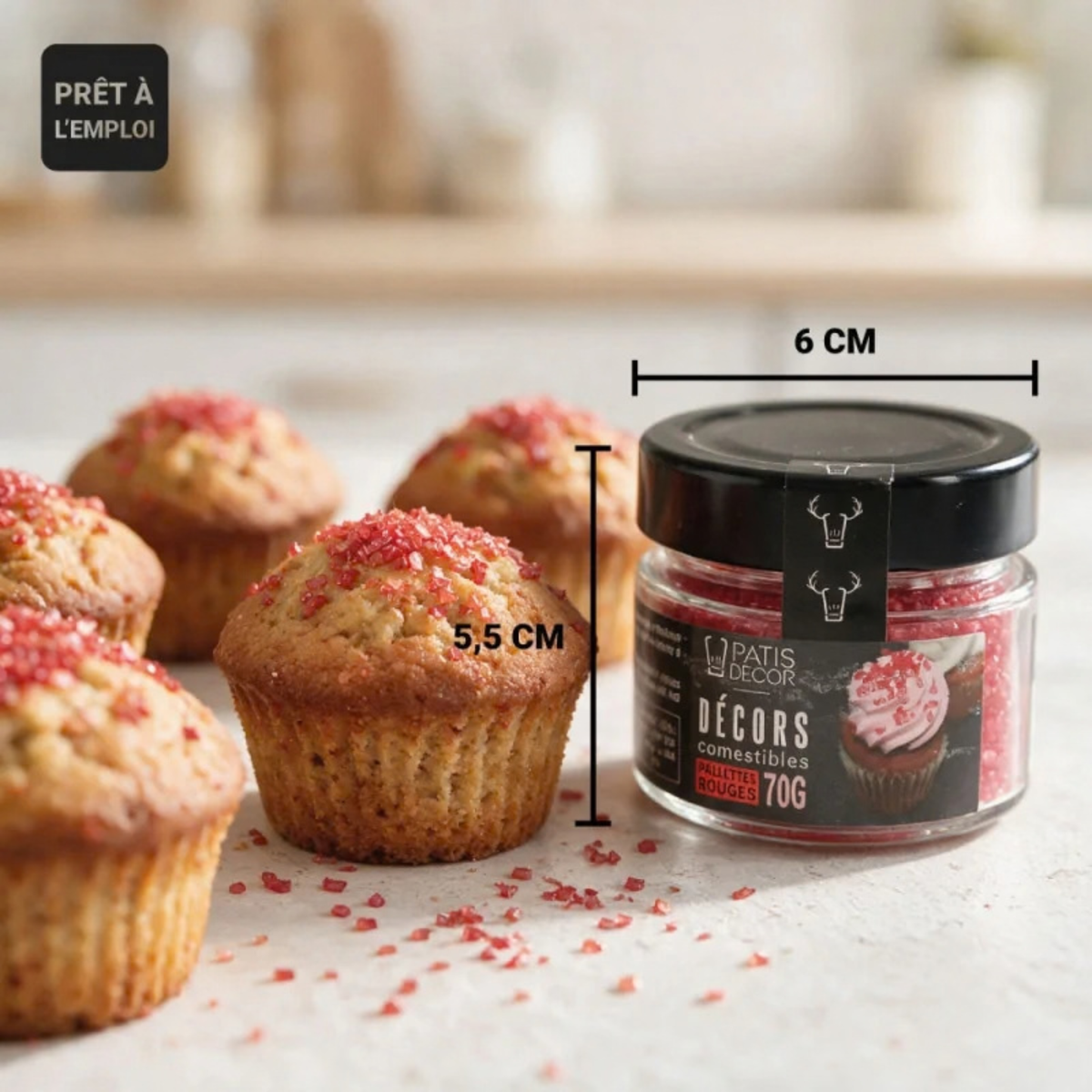 Pot PatisDécor à paillettes rouges comestibles