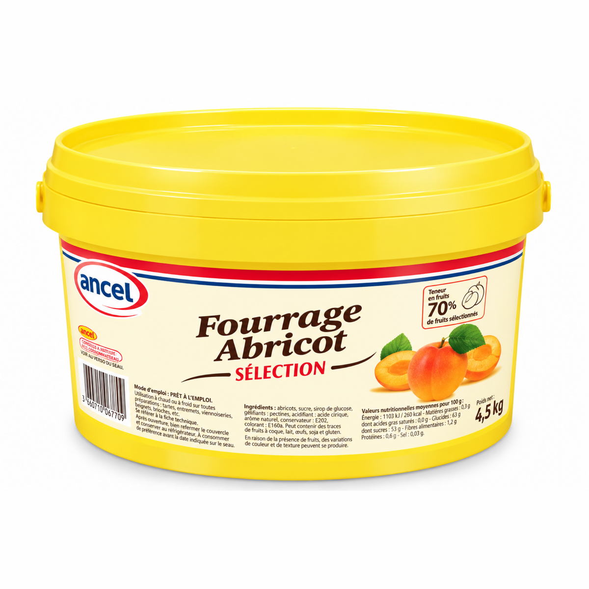 Pot de Fourrage Abricot Sélection avec morceaux 4,5 kg Ancel 