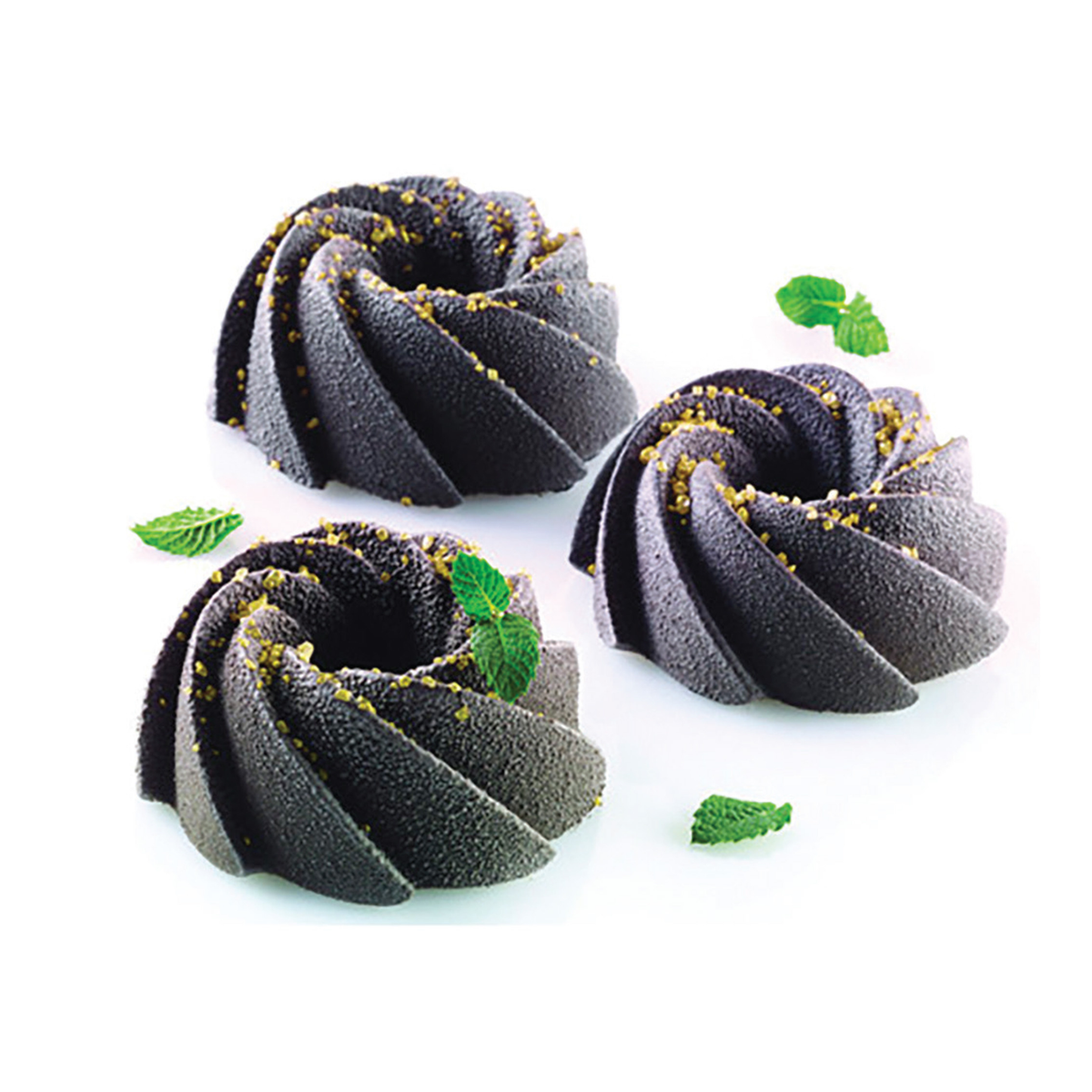 3 gâteau noirs swirl