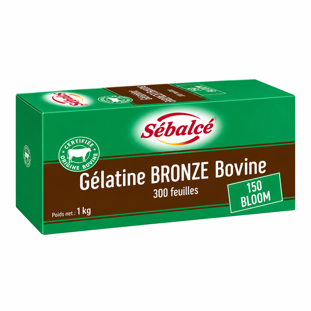 Gélatine Bronze Bovine 150 Bloom Halal  300 feuilles Sébalcé 