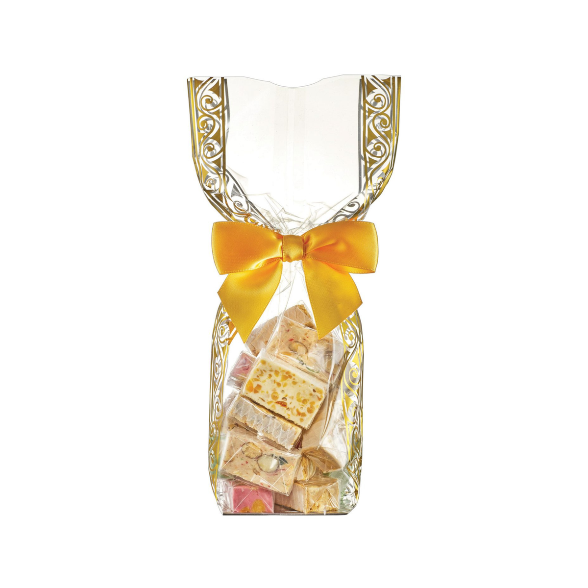 Sac Cello FC Athéna transparent et doré rempli de confiseries