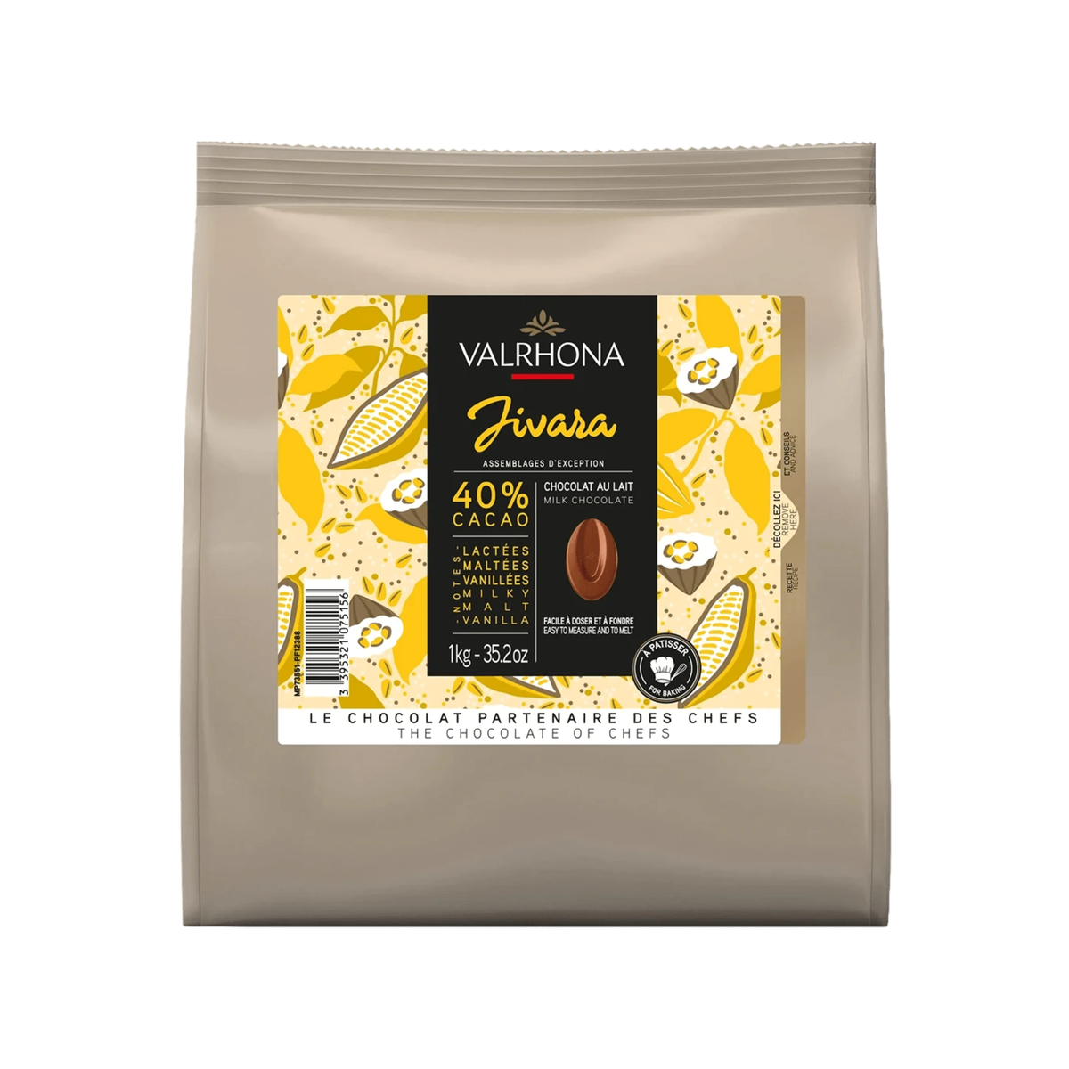 Chocolat de couverture au lait Jivara 40 % Valrhona 