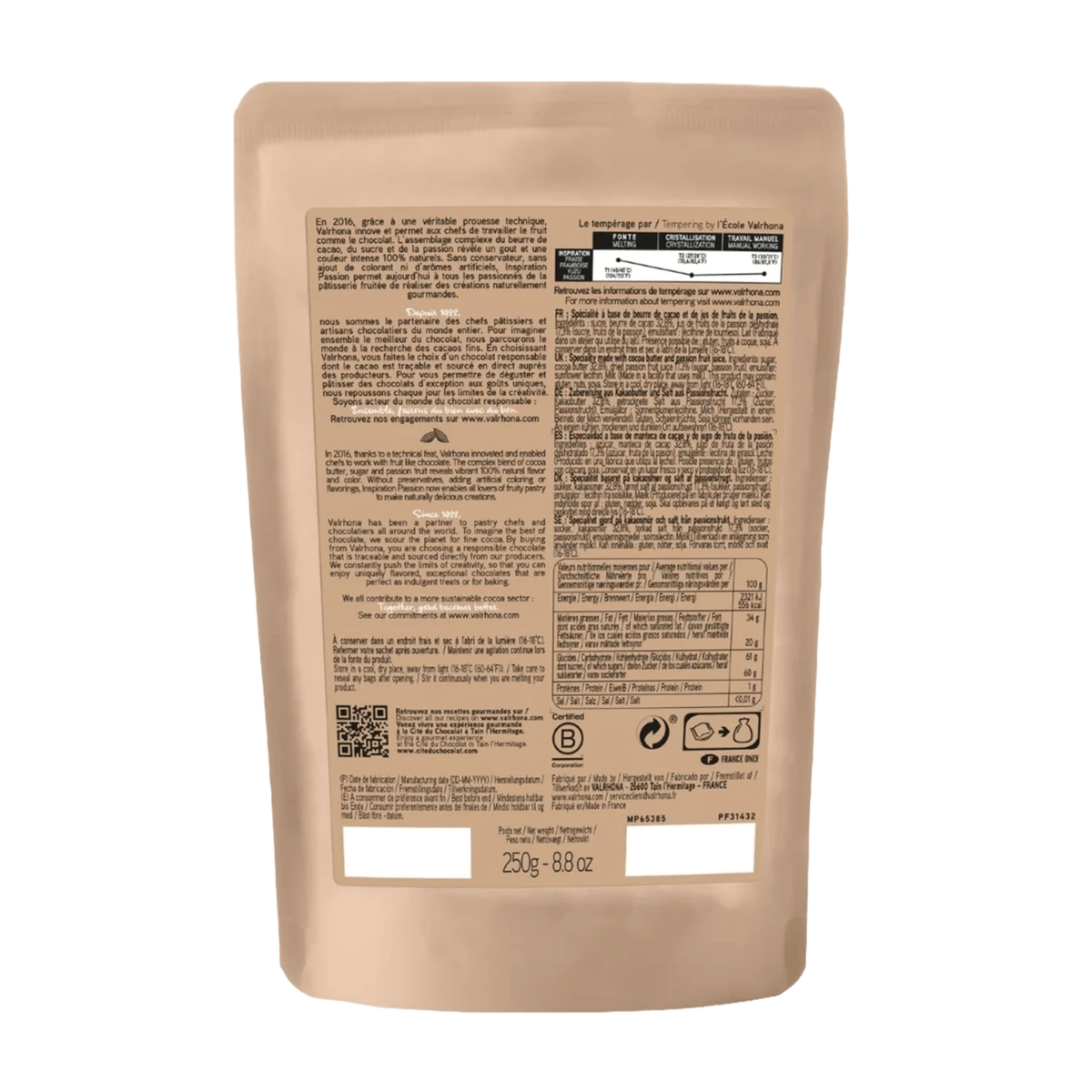 Chocolat de couverture Inspiration Passion 250 g Valrhona 