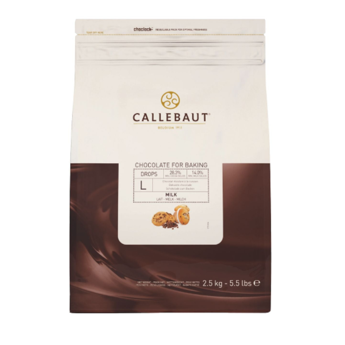 Callebaut - Chocolat Drops Lait L 28 % pour Cuisson - 2.5 kg