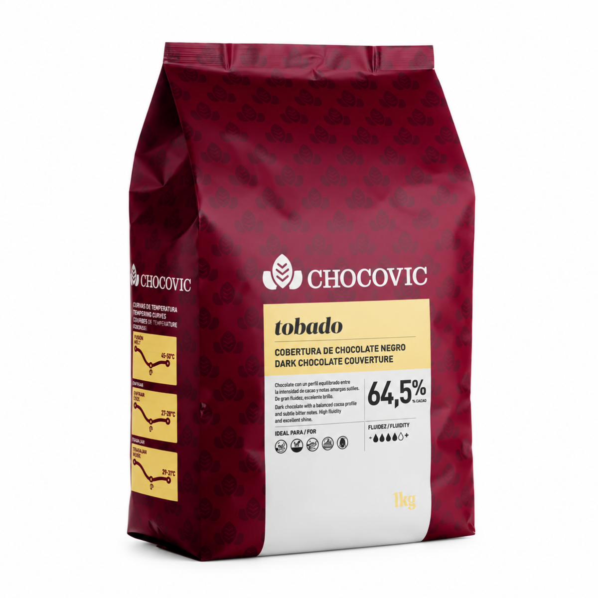 Chocolat de Couverture Noir Chocovic Tobado 64.5 % - 5 kg Cacao Barry 