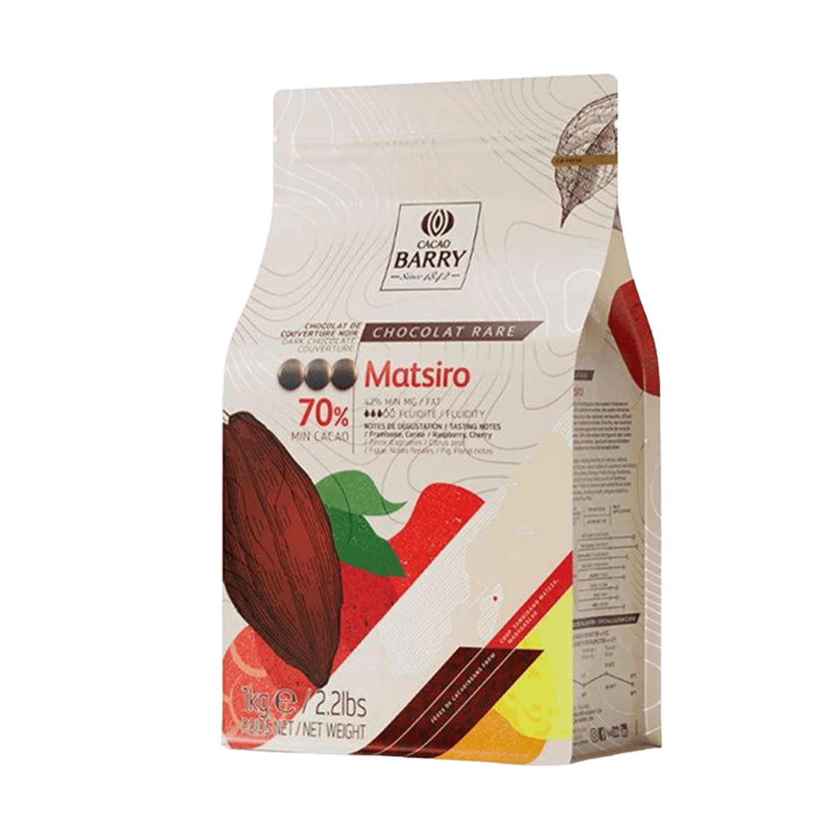 Chocolat Noir de Couverture Matsiro 70 % 1 kg Cacao Barry 