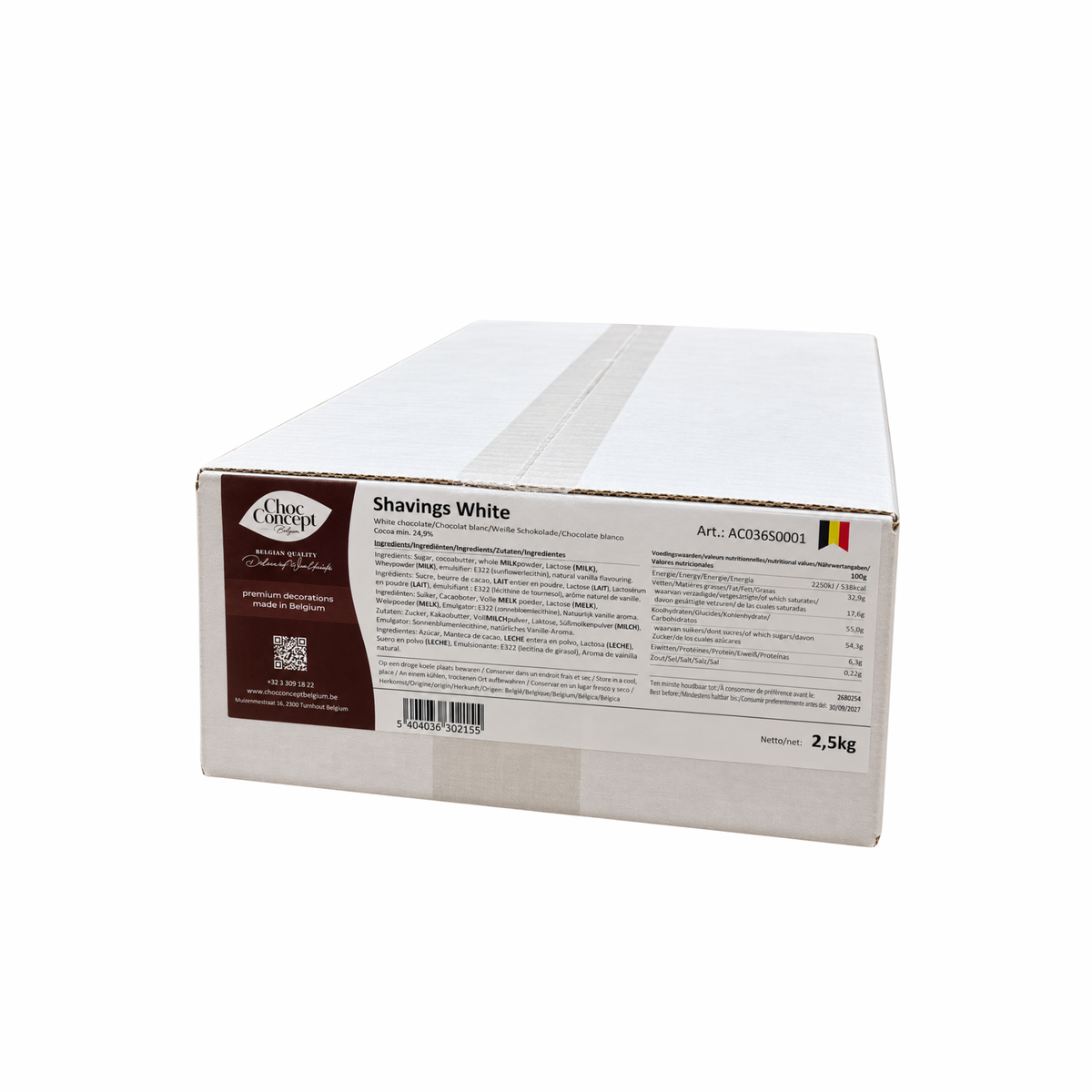 Copeaux de Chocolat Blanc 2.5 kg Choc Concept 