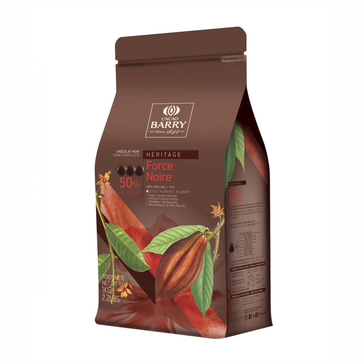 Cacao Barry - Chocolat Noir Force Noire 50 % en Pistoles
