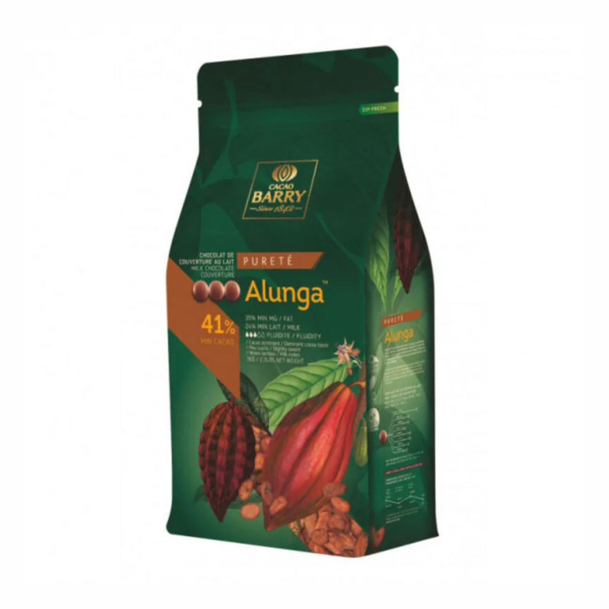 Chocolat au Lait Alunga 41 % 1 kg Cacao Barry 