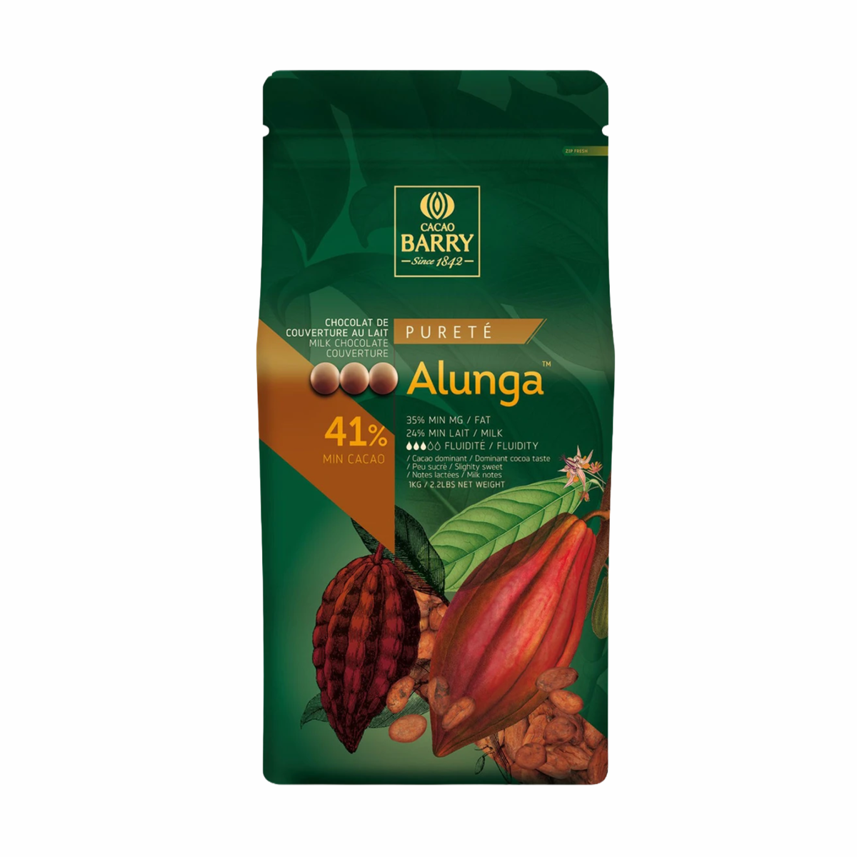 Chocolat au Lait Alunga 41 % 1 kg Cacao Barry 