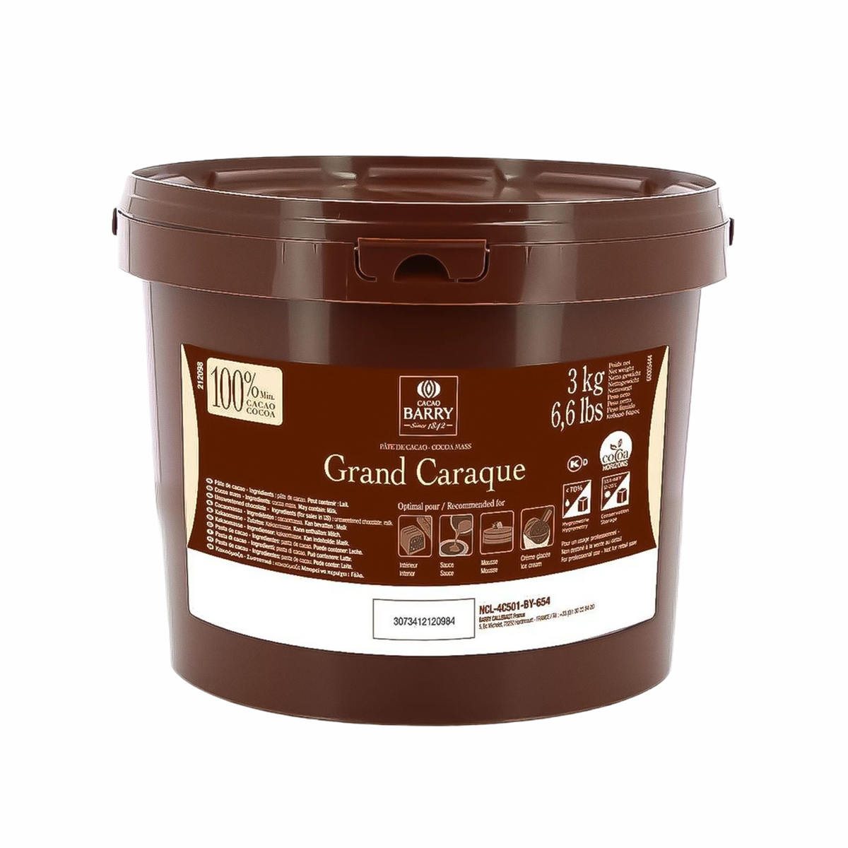 Cacao Barry - Pâte de Cacao Grand Caraque 100 % en Pistoles 3 kg