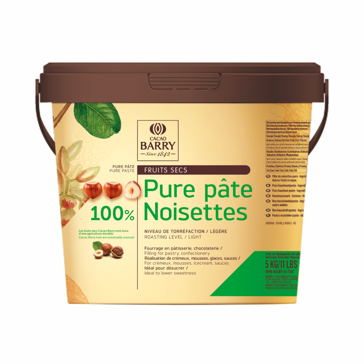 Cacao Barry - Pure Pâte de Noisettes 100 % - 5 kg
