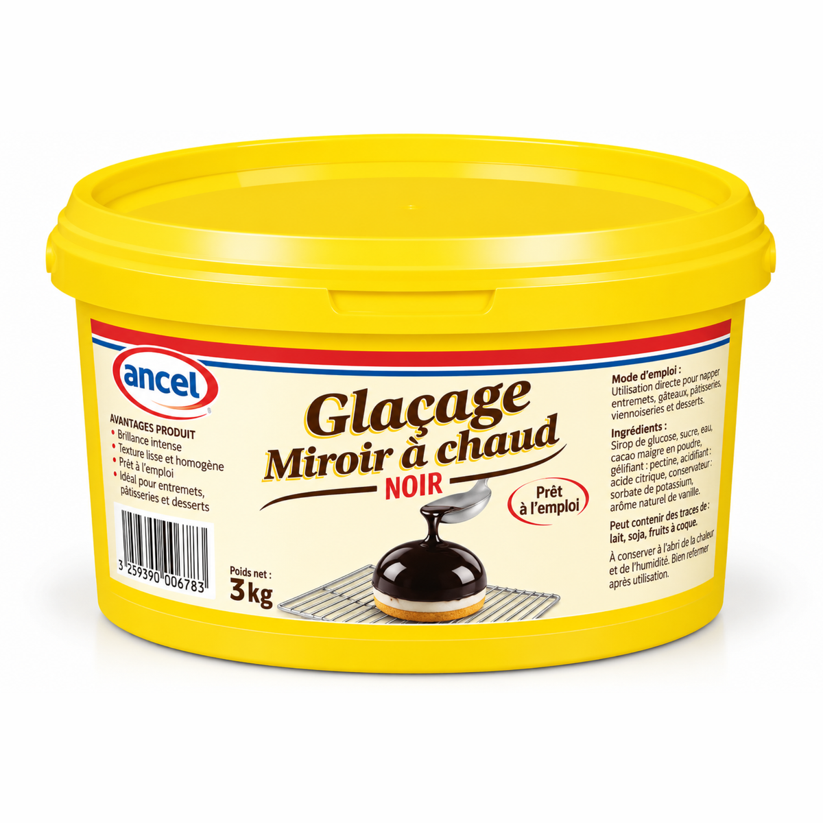 Ancel - Glaçage Miroir à Chaud Noir Saveur Chocolat 3 kg
