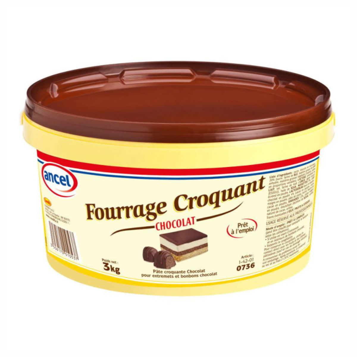 Ancel - Fourrage croquant chocolat 3 kg