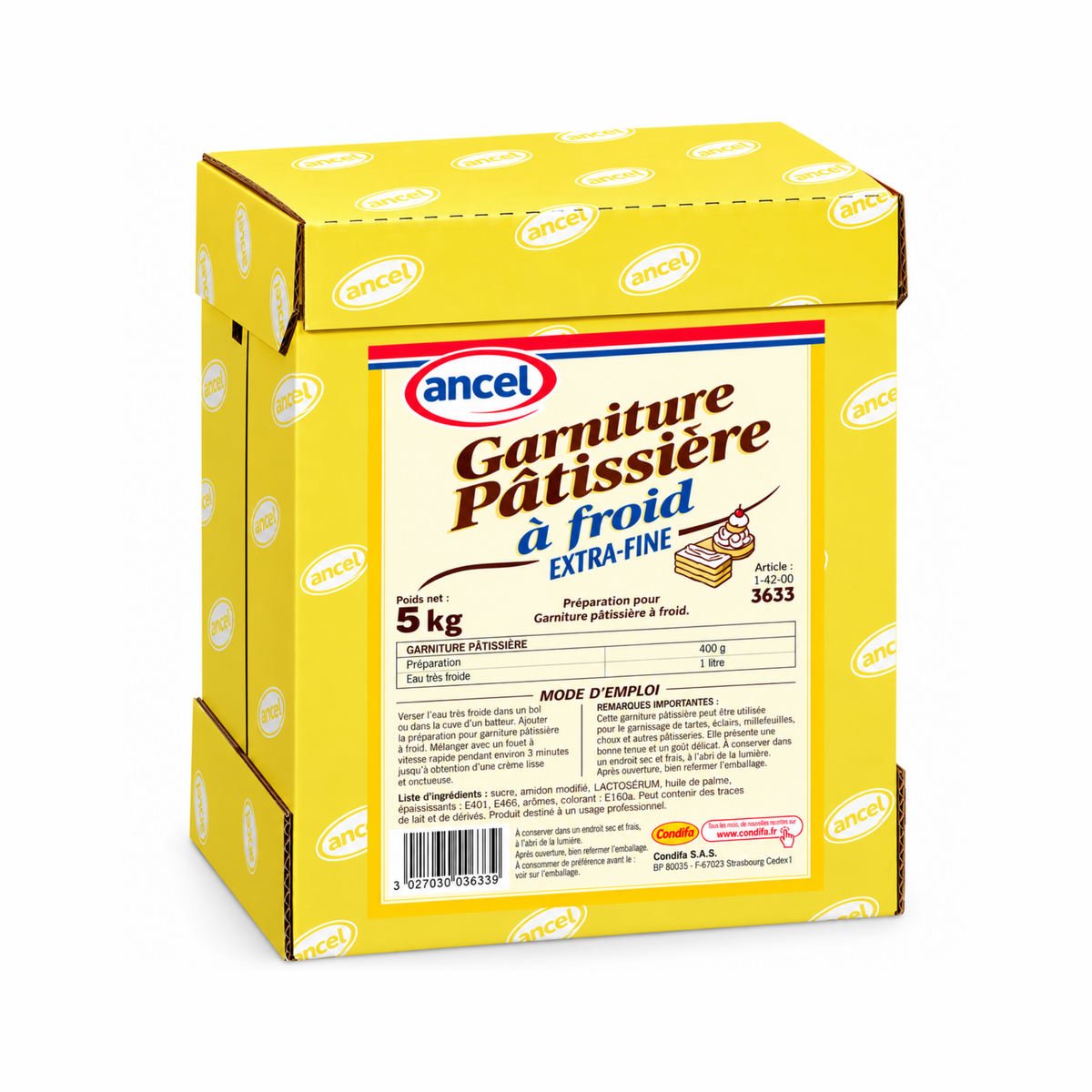 Ancel - Garniture Pâtissière à Froid Extra-Fine 5 kg