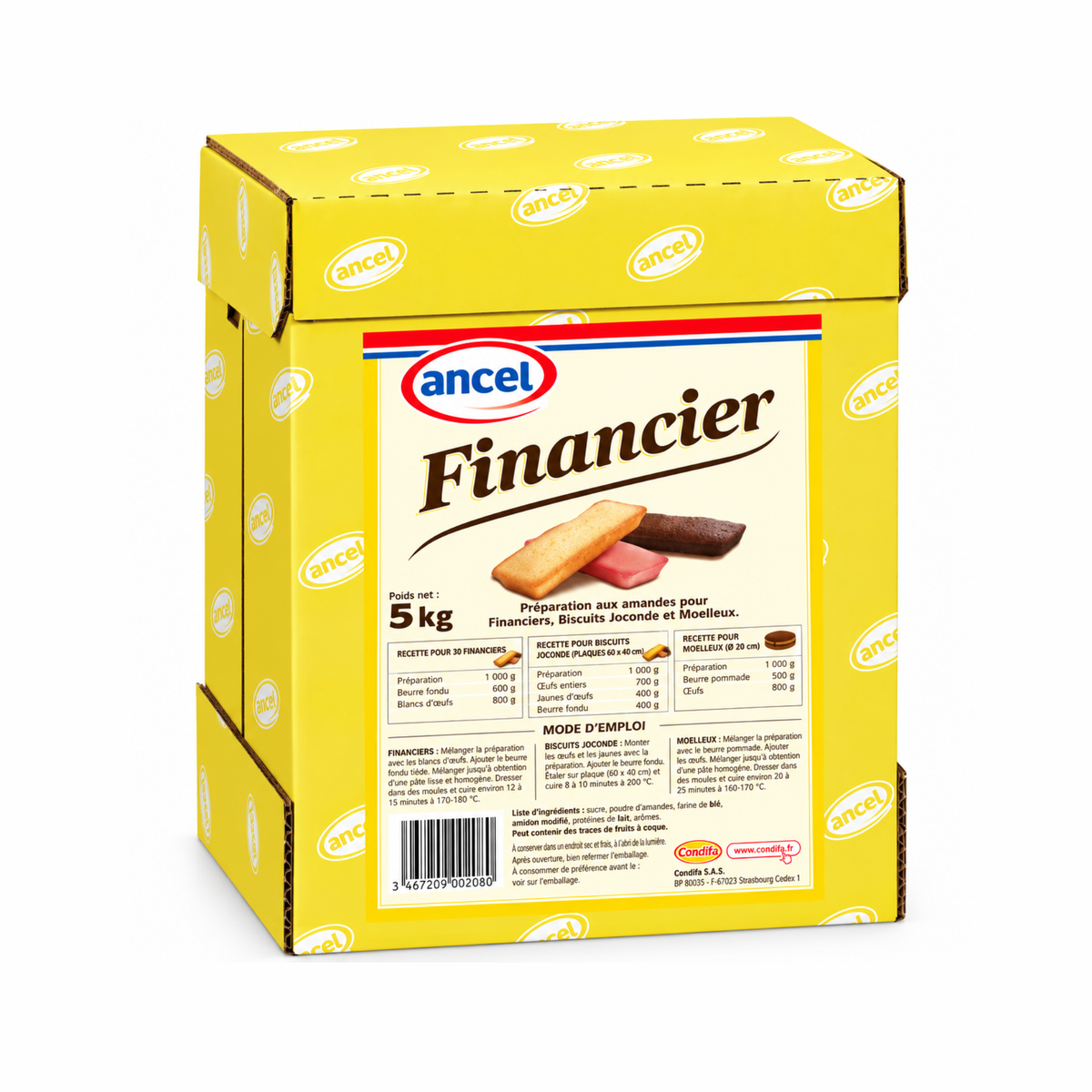 Ancel - Préparation pour Financiers, Joconde et Moelleux aux Amandes 5 kg