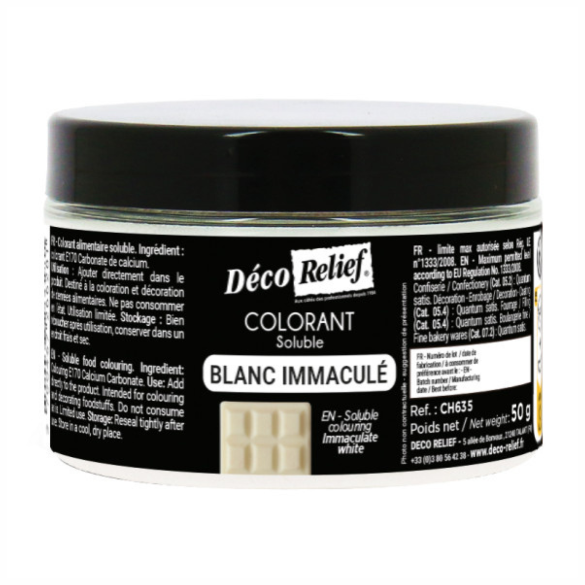 Déco Relief - Colorant alimentaire en poudre Blanc immaculé