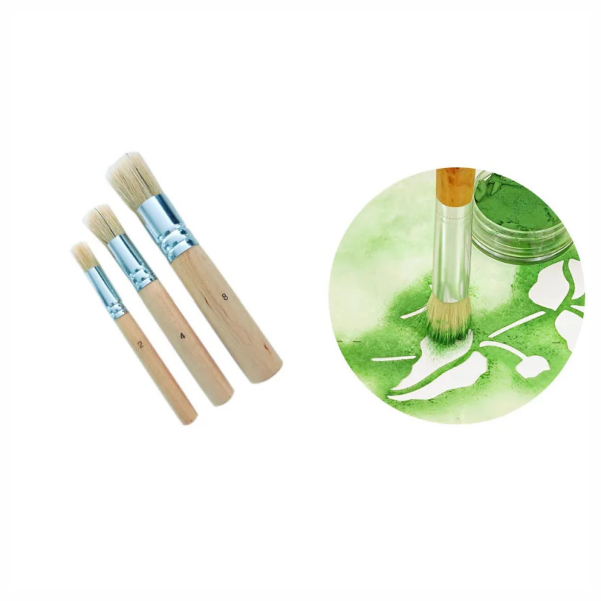 PatisDécor - Lot de 3 Pinceaux de Décoration Manche en Bois