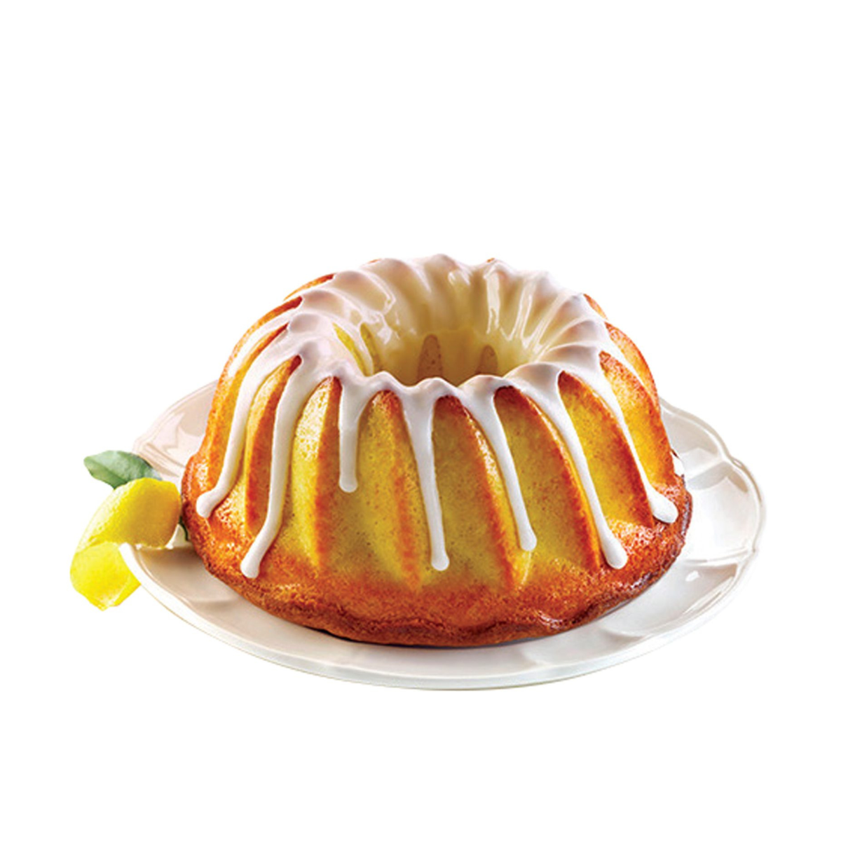 Gâteau couronne nappé au citron réalisé avec le moule