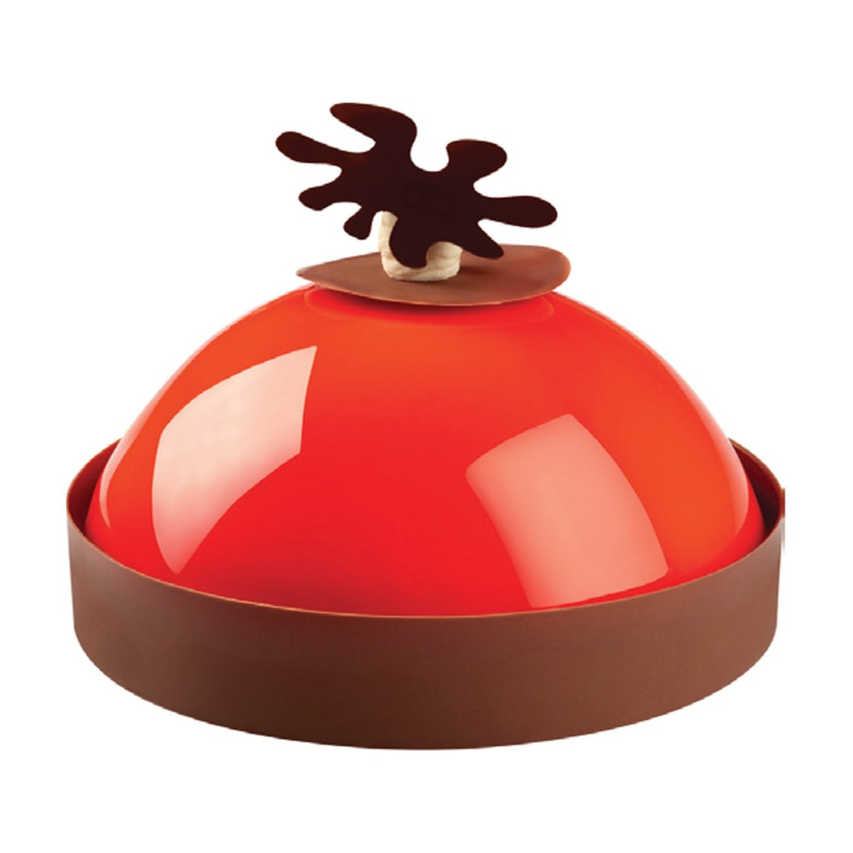 Entremets en forme de dôme avec glaçage miroir rouge