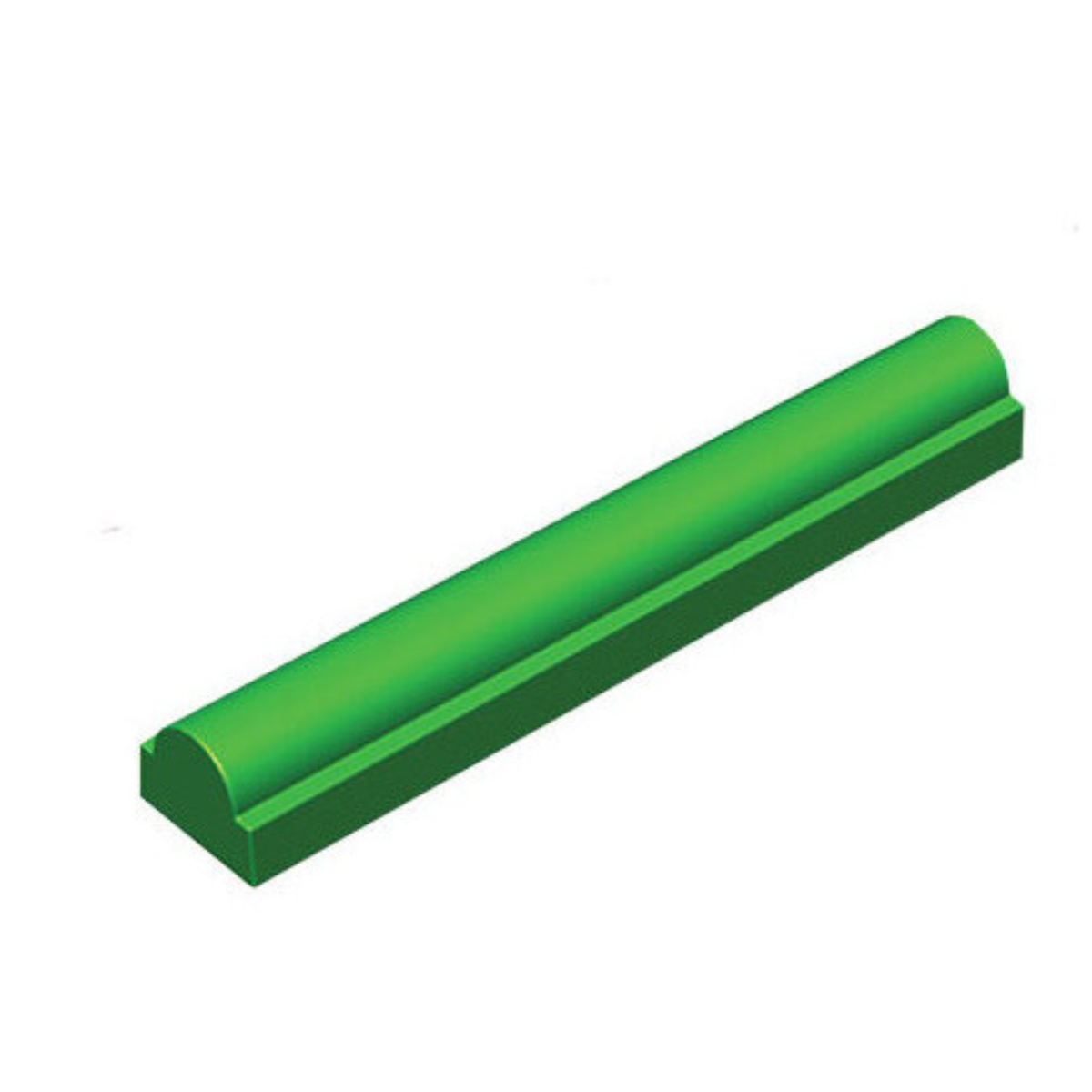 Moule à bûche long en forme de demi-cylindre avec base rectangulaire verte