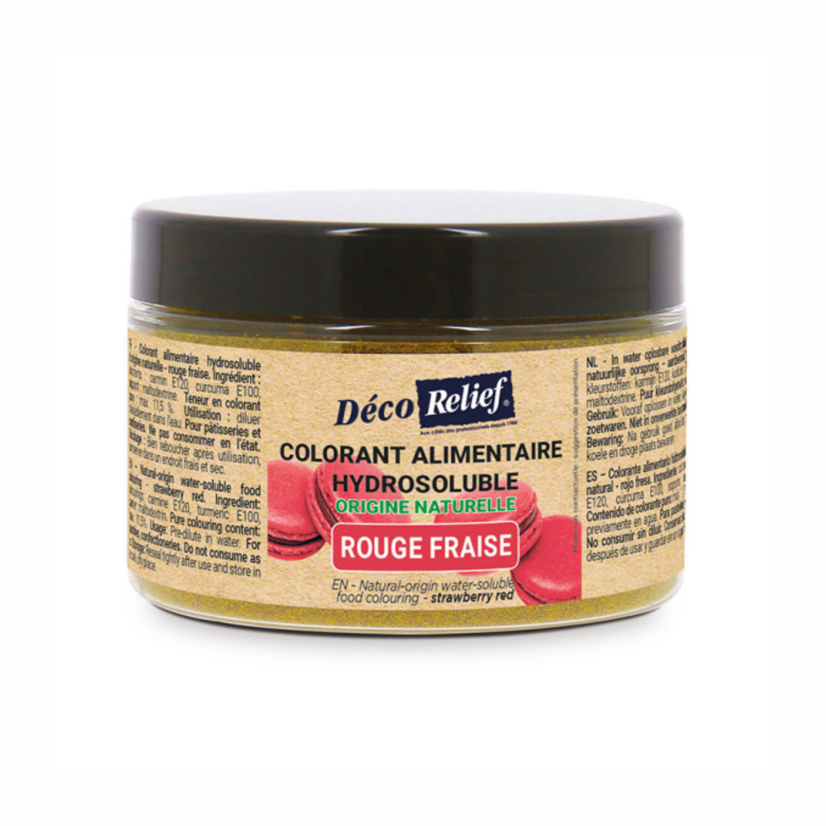 Déco Relief - Colorant alimentaire naturel hydrosoluble en poudre Rouge Fraise 50 g