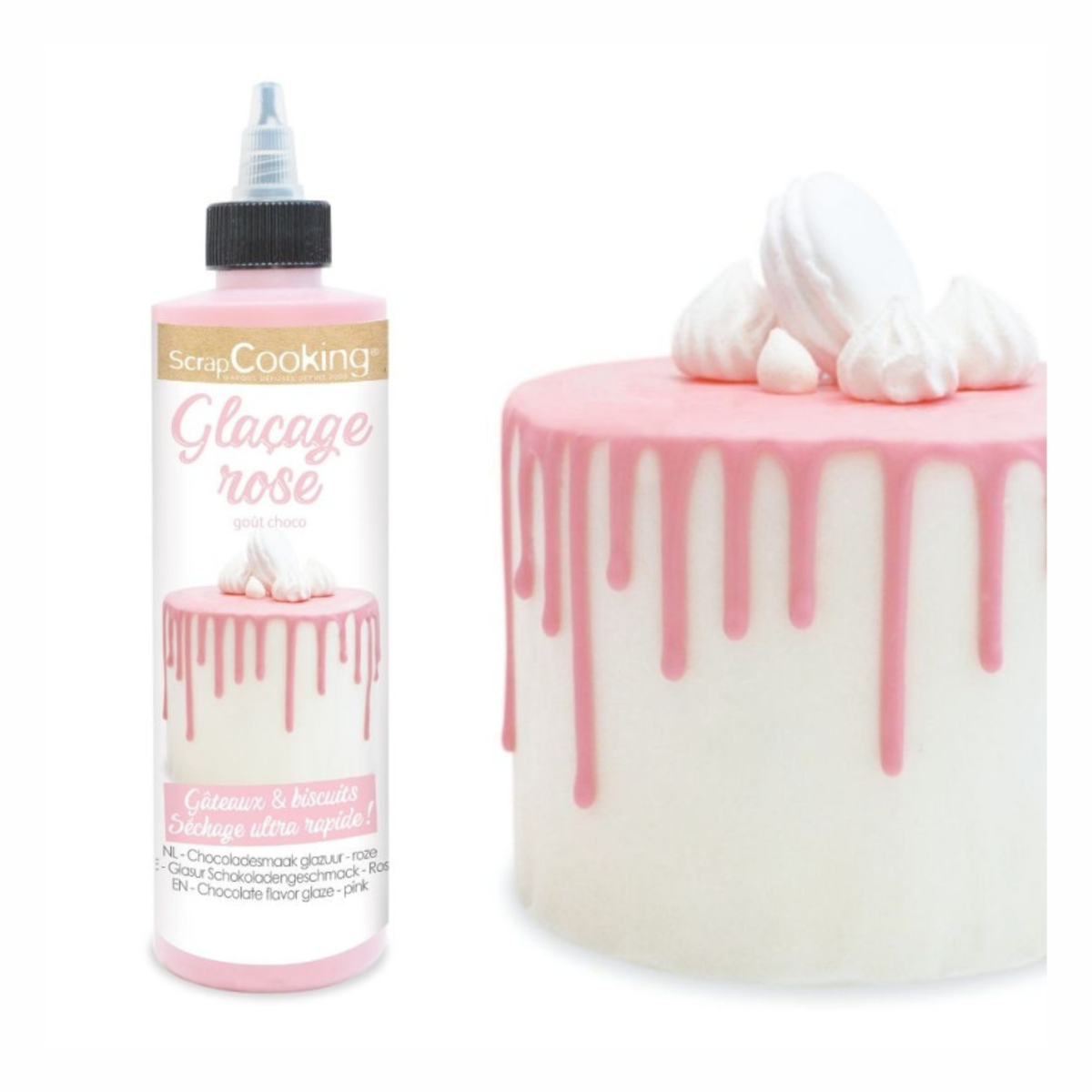 ScrapCooking - Glaçage rose goût chocolat pour drip cake 130 g