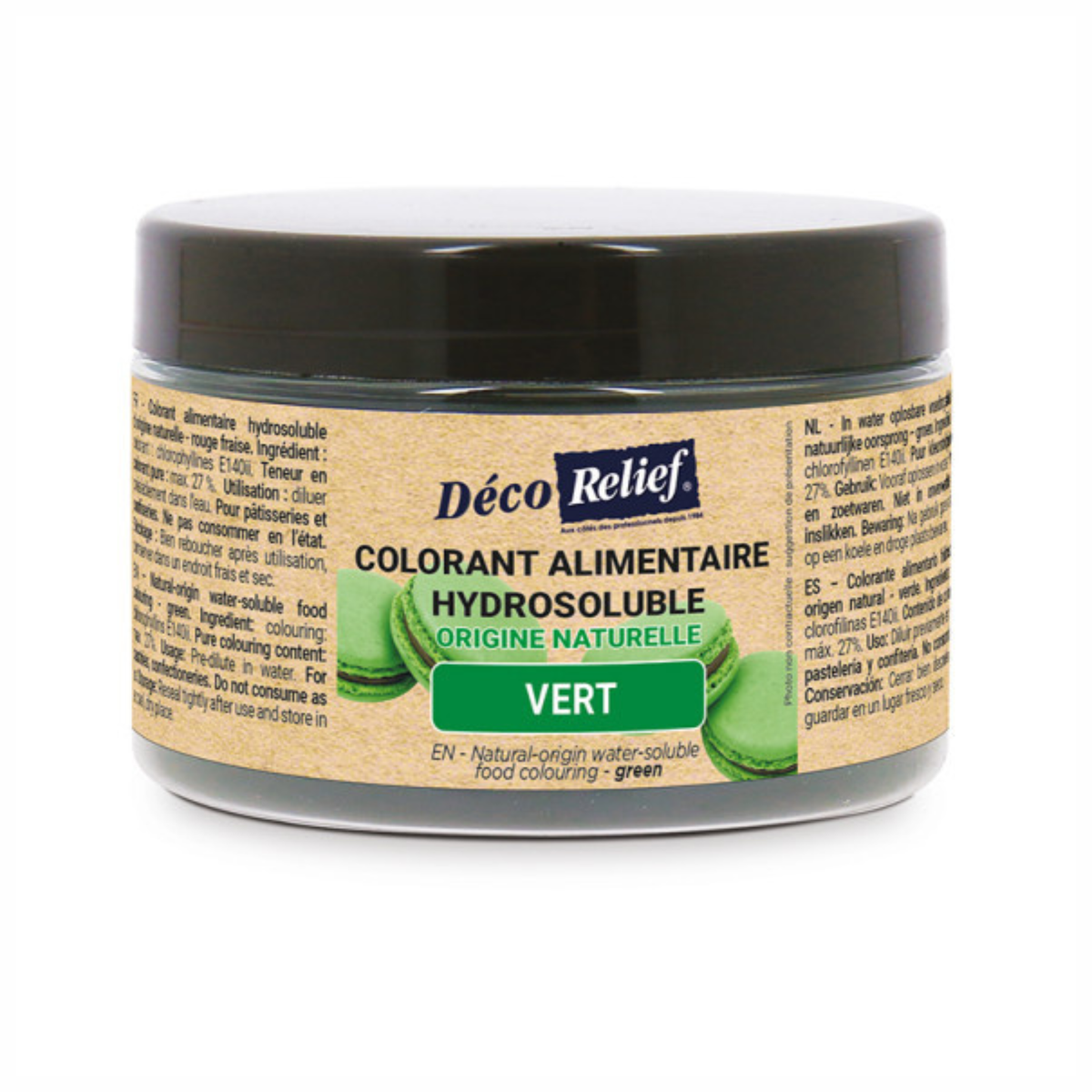 Déco Relief - Colorant alimentaire naturel hydrosoluble en poudre Vert Azo Free 50 g