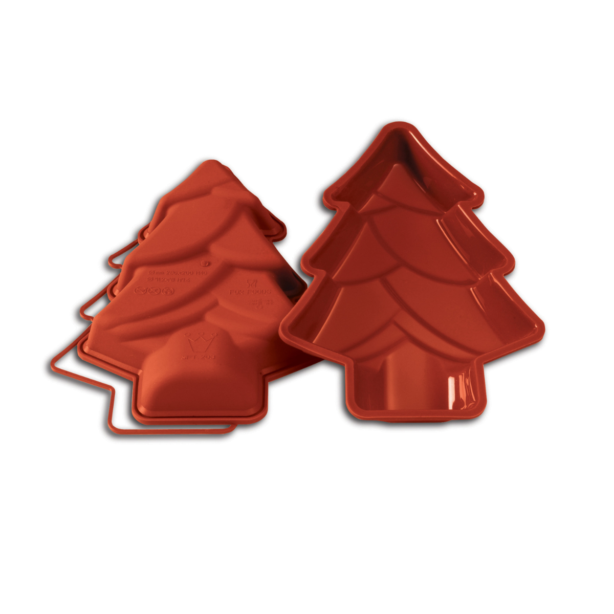 Moule en silicone rouge en forme de sapin de Noël