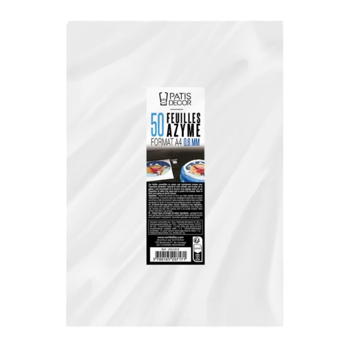 Lot de 50 feuilles azyme alimentaires Patisdecor format A4 épaisseur 0,6 mm pour décoration de gâteaux