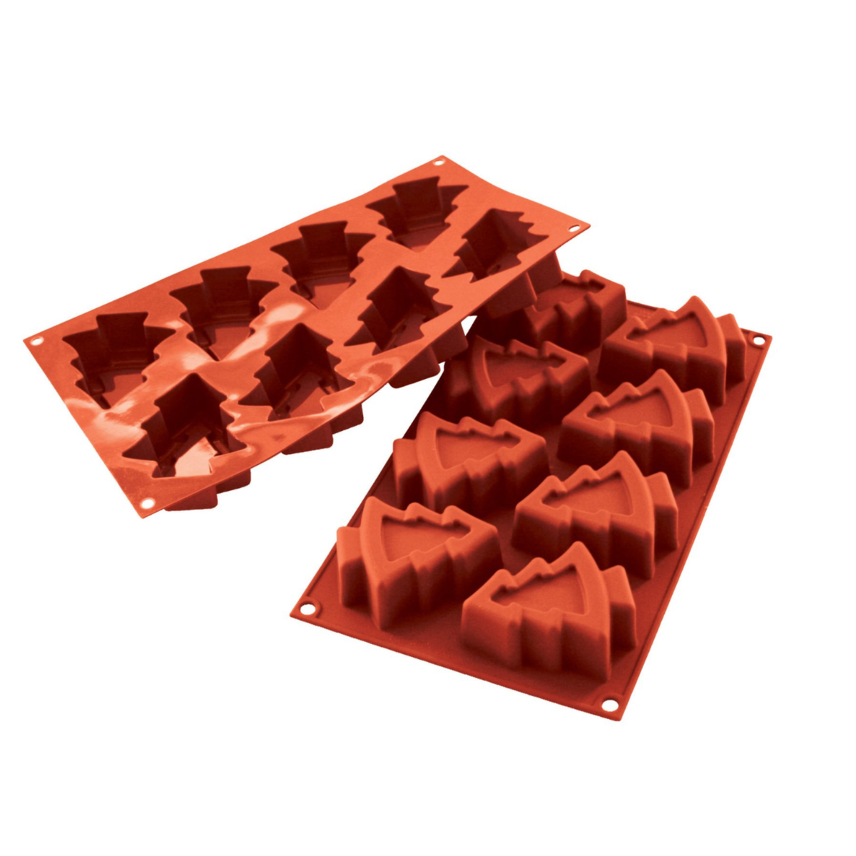 Moule en silicone rouge à 12 empreintes en forme de sapin de Noël