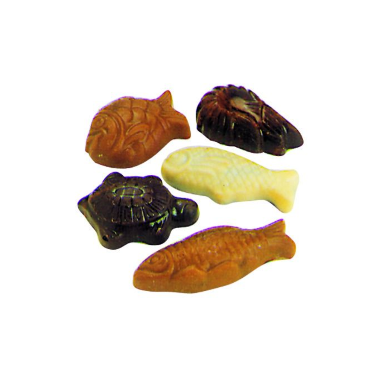 Assortiment de chocolats en forme de poissons et tortue