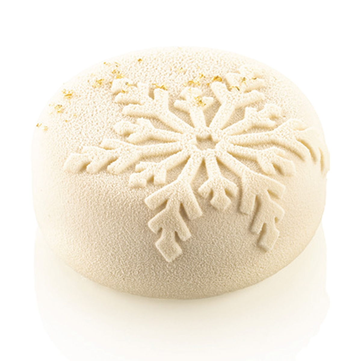 gâteau rond avec motif flocon en velours blanc
